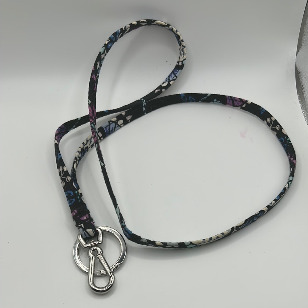 Vera Bradley Black floral Key Card Holder Lanyard